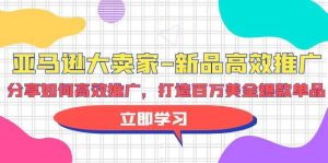 亚马逊 大卖家-新品高效推广，分享如何高效推广，打造百万美金爆款单品网赚项目-副业赚钱-互联网创业-资源整合众享汇研习社