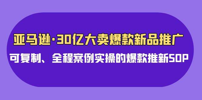 亚马逊30亿·大卖爆款新品推广，可复制、全程案例实操的爆款推新SOP网赚项目-副业赚钱-互联网创业-资源整合众享汇研习社