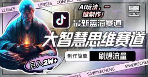 最新大智慧思维赛道AI玩法,刷爆流量,制作简单,小白月入2w+网赚项目-副业赚钱-互联网创业-资源整合众享汇研习社