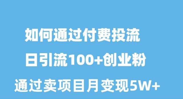 如何通过付费投流日引流100+创业粉月变现5W+网赚项目-副业赚钱-互联网创业-资源整合众享汇研习社