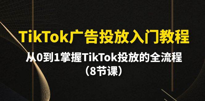TikTok广告投放入门教程,从0到1掌握TikTok投放的全流程(8节课)网赚项目-副业赚钱-互联网创业-资源整合众享汇研习社