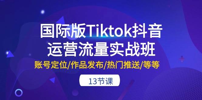 国际版Tiktok抖音运营流量实战班:账号定位/作品发布/热门推送/等等-13节网赚项目-副业赚钱-互联网创业-资源整合众享汇研习社