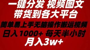 2024年 一键分发带货图文视频  简单易上手 无脑赚收益 每天半小时日入1…网赚项目-副业赚钱-互联网创业-资源整合众享汇研习社