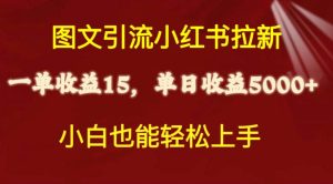 图文引流小红书拉新一单15元，单日暴力收益5000+，小白也能轻松上手网赚项目-副业赚钱-互联网创业-资源整合众享汇研习社