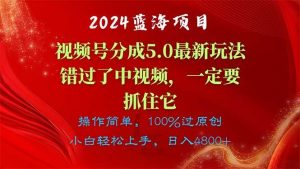 2024蓝海项目，视频号分成计划5.0最新玩法，错过了中视频，一定要抓住…网赚项目-副业赚钱-互联网创业-资源整合众享汇研习社