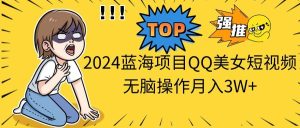 2024蓝海项目QQ美女短视频无脑操作月入3W+网赚项目-副业赚钱-互联网创业-资源整合众享汇研习社