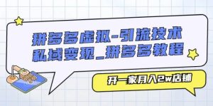 拼多多虚拟-引流技术与私域变现_拼多多教程:开一家月入2w店铺网赚项目-副业赚钱-互联网创业-资源整合众享汇研习社