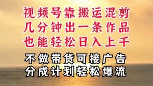 深层揭秘视频号项目，是如何靠搬运混剪做到日入过千上万的，带你轻松爆…网赚项目-副业赚钱-互联网创业-资源整合众享汇研习社