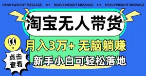 淘宝无人带货3.0高收益玩法，月入3万+，无脑躺赚，新手小白可落地实操网赚项目-副业赚钱-互联网创业-资源整合众享汇研习社