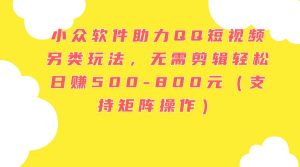 小众软件助力QQ短视频另类玩法，无需剪辑轻松日赚500-800元（支持矩阵…网赚项目-副业赚钱-互联网创业-资源整合众享汇研习社