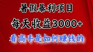 暑假暴利项目，每天收益3000+ 努努力能达到5000+，暑假大流量来了网赚项目-副业赚钱-互联网创业-资源整合众享汇研习社