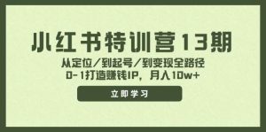 小红书特训营13期,从定位/到起号/到变现全路径,0-1打造赚钱IP,月入10w+网赚项目-副业赚钱-互联网创业-资源整合众享汇研习社