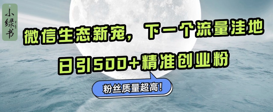 微信生态新宠小绿书:下一个流量洼地,粉丝质量超高,日引500+精准创业粉,网赚项目-副业赚钱-互联网创业-资源整合众享汇研习社