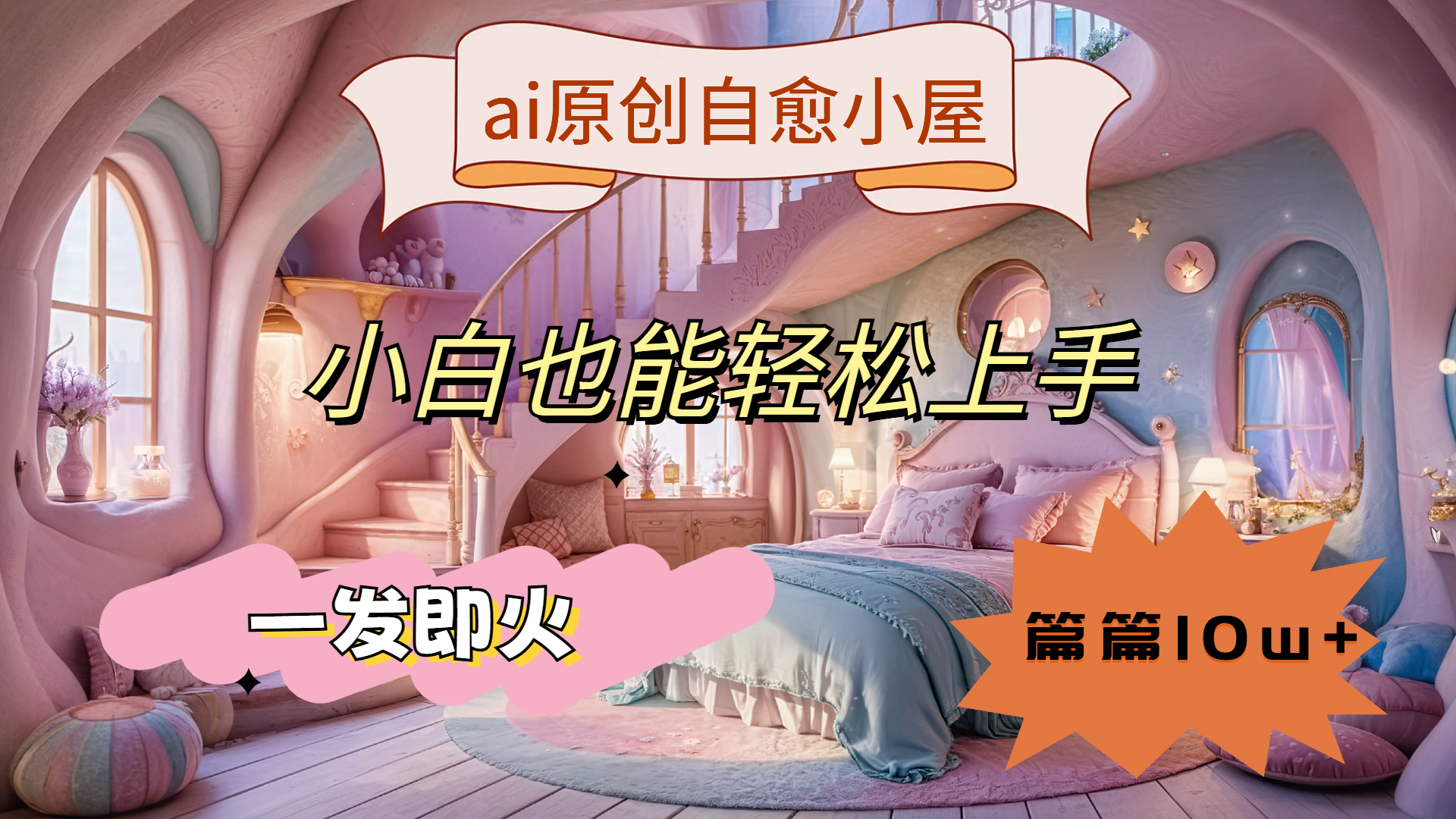 ai原创治愈小屋,小白也能轻松上手,一发即火,篇篇10w+网赚项目-副业赚钱-互联网创业-资源整合众享汇研习社