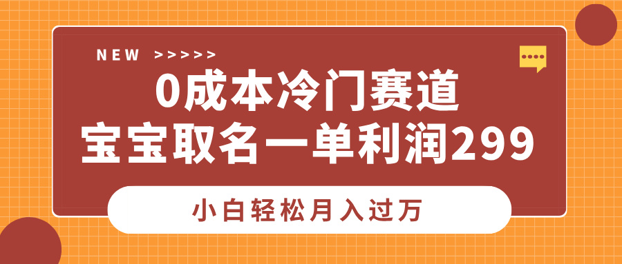 0成本冷门赛道,宝宝取名一单利润299,小白轻松月入过万网赚项目-副业赚钱-互联网创业-资源整合众享汇研习社