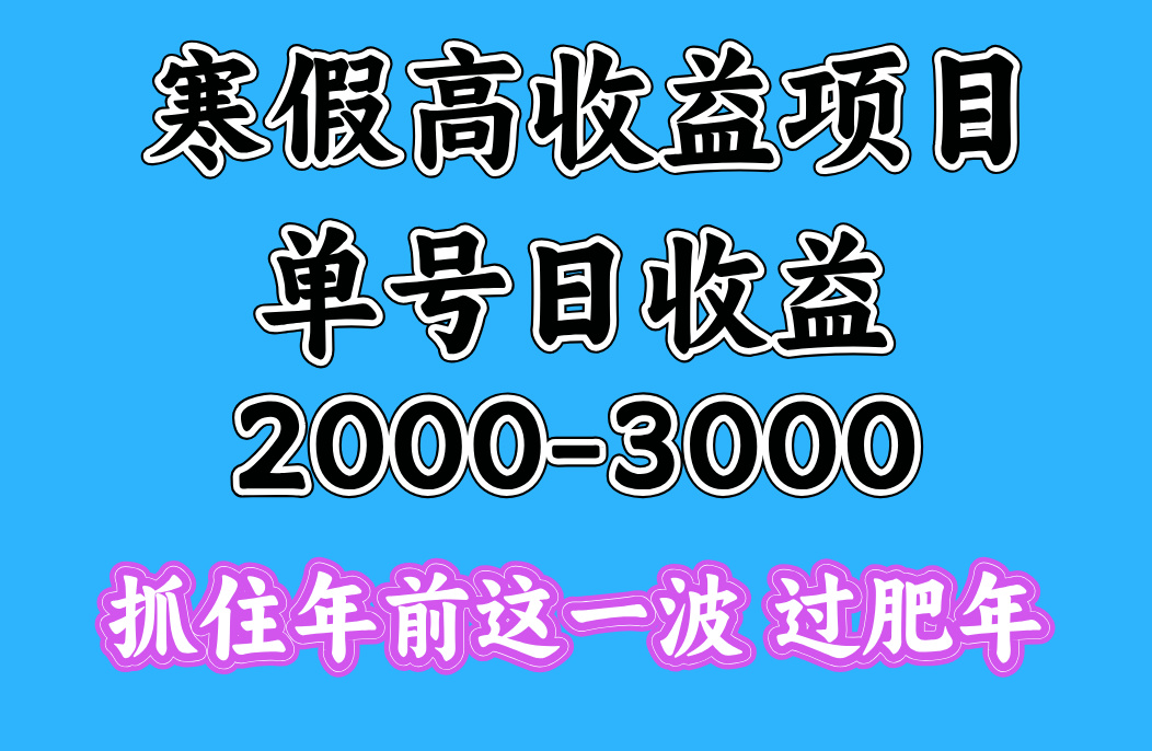 寒假期间一天收益2000-3000+,抓住年前这一波网赚项目-副业赚钱-互联网创业-资源整合众享汇研习社