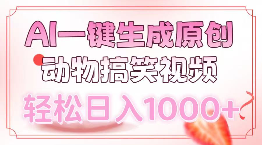 AI一键生成原创动物搞笑视频，轻松日入1000+网赚项目-副业赚钱-互联网创业-资源整合众享汇研习社