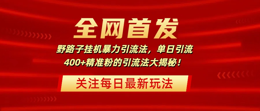 全网首发,野路子挂机暴力引流法,单日引流400+精准粉的引流法大揭秘!网赚项目-副业赚钱-互联网创业-资源整合众享汇研习社