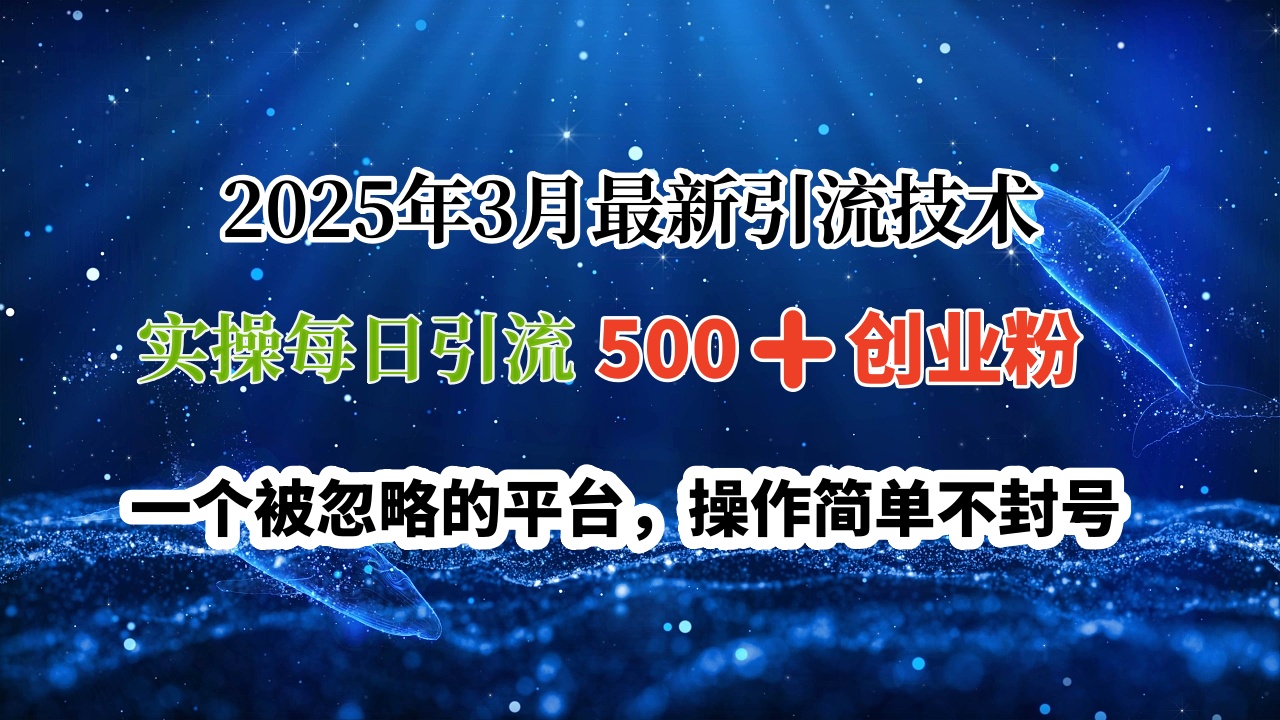 2025年3月最新引流技术，实操每日引流500➕创业粉，一个被忽略的平台，操作简单不封号网赚项目-副业赚钱-互联网创业-资源整合众享汇研习社