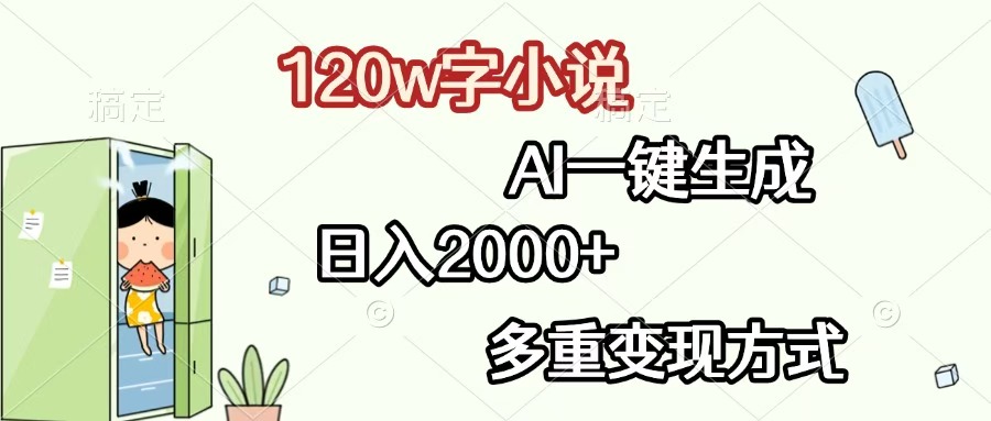 120w字小说,AI一键生成,日入2000+,多重变现方式网赚项目-副业赚钱-互联网创业-资源整合众享汇研习社