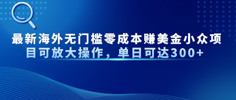 最新海外无门槛美金小众项目可放大操作,单日可达300+网赚项目-副业赚钱-互联网创业-资源整合众享汇研习社