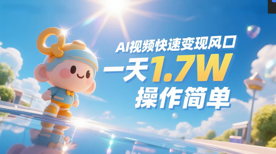 《Ai视频变现风口，一天1.7W，收入无上限，操作简单》网赚项目-副业赚钱-互联网创业-资源整合众享汇研习社