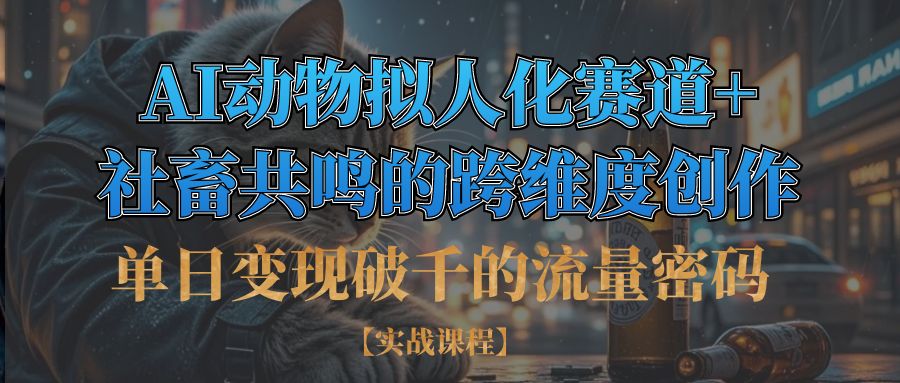 单日变现破千的流量密码,AI动物拟人化赛道+社畜共鸣的跨维度创作网赚项目-副业赚钱-互联网创业-资源整合众享汇研习社