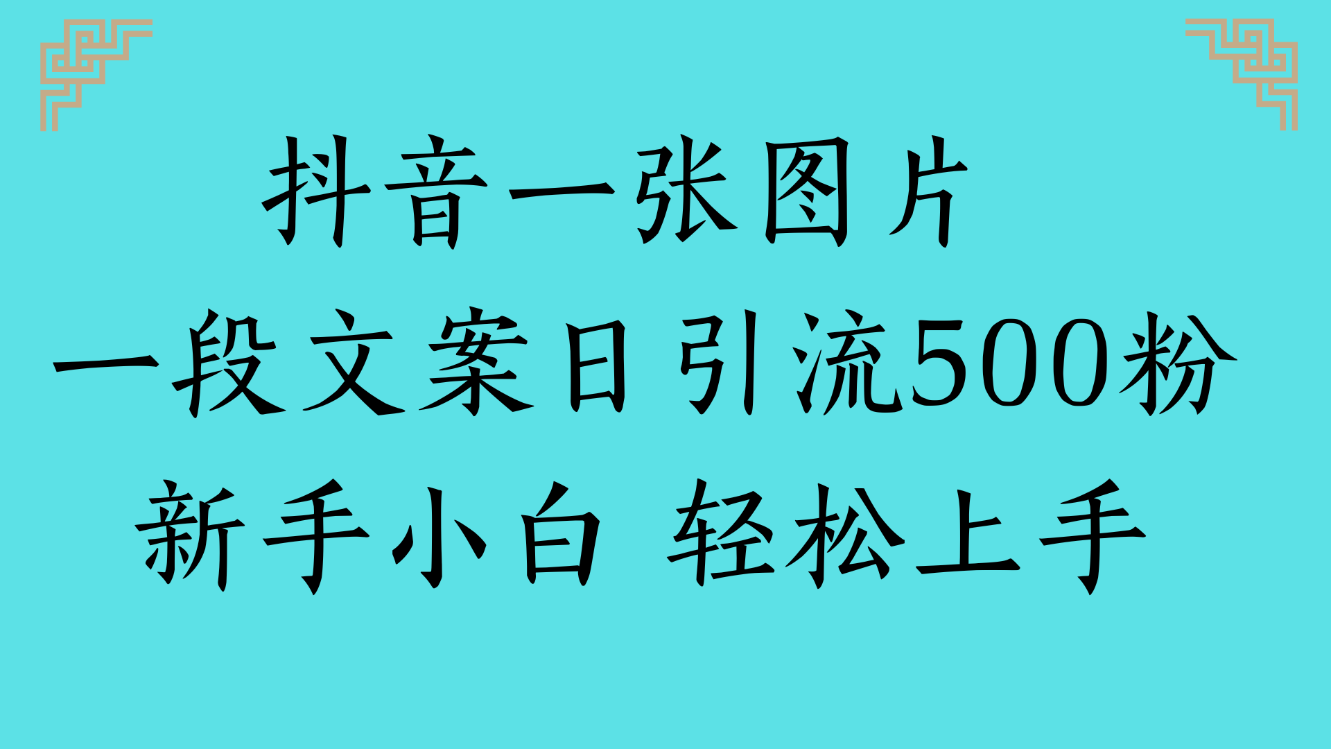 抖音一张图片 一段文案日引流500粉新手小白 轻松上手网赚项目-副业赚钱-互联网创业-资源整合众享汇研习社
