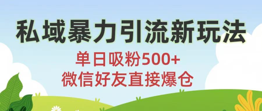 私域暴力引流新玩法!单日吸粉500+，微信好友直接爆仓网赚项目-副业赚钱-互联网创业-资源整合众享汇研习社
