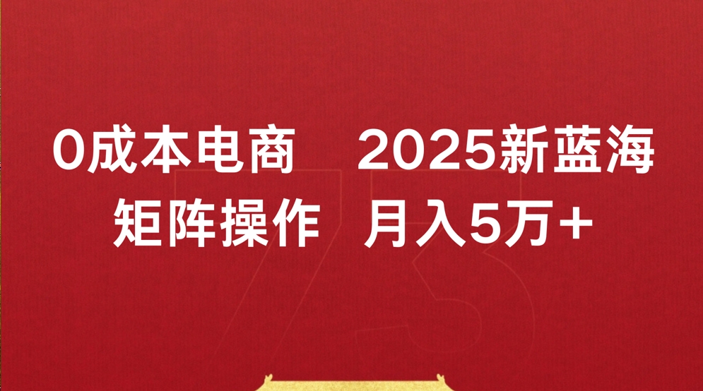 0成本电商2025新蓝海矩阵操作 月入5万+网赚项目-副业赚钱-互联网创业-资源整合众享汇研习社
