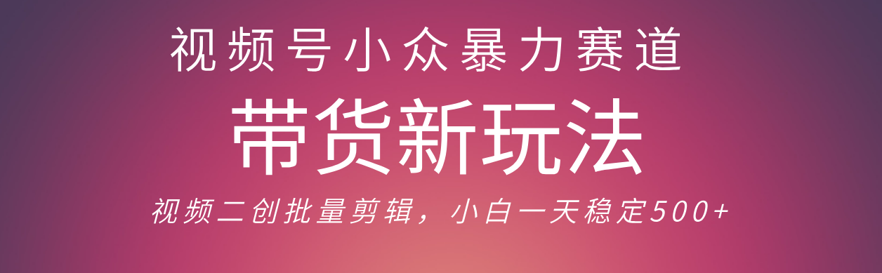 视频号小众暴力赛道,最新带货玩法 小白也能轻松日入500+ 保姆及教程网赚项目-副业赚钱-互联网创业-资源整合众享汇研习社