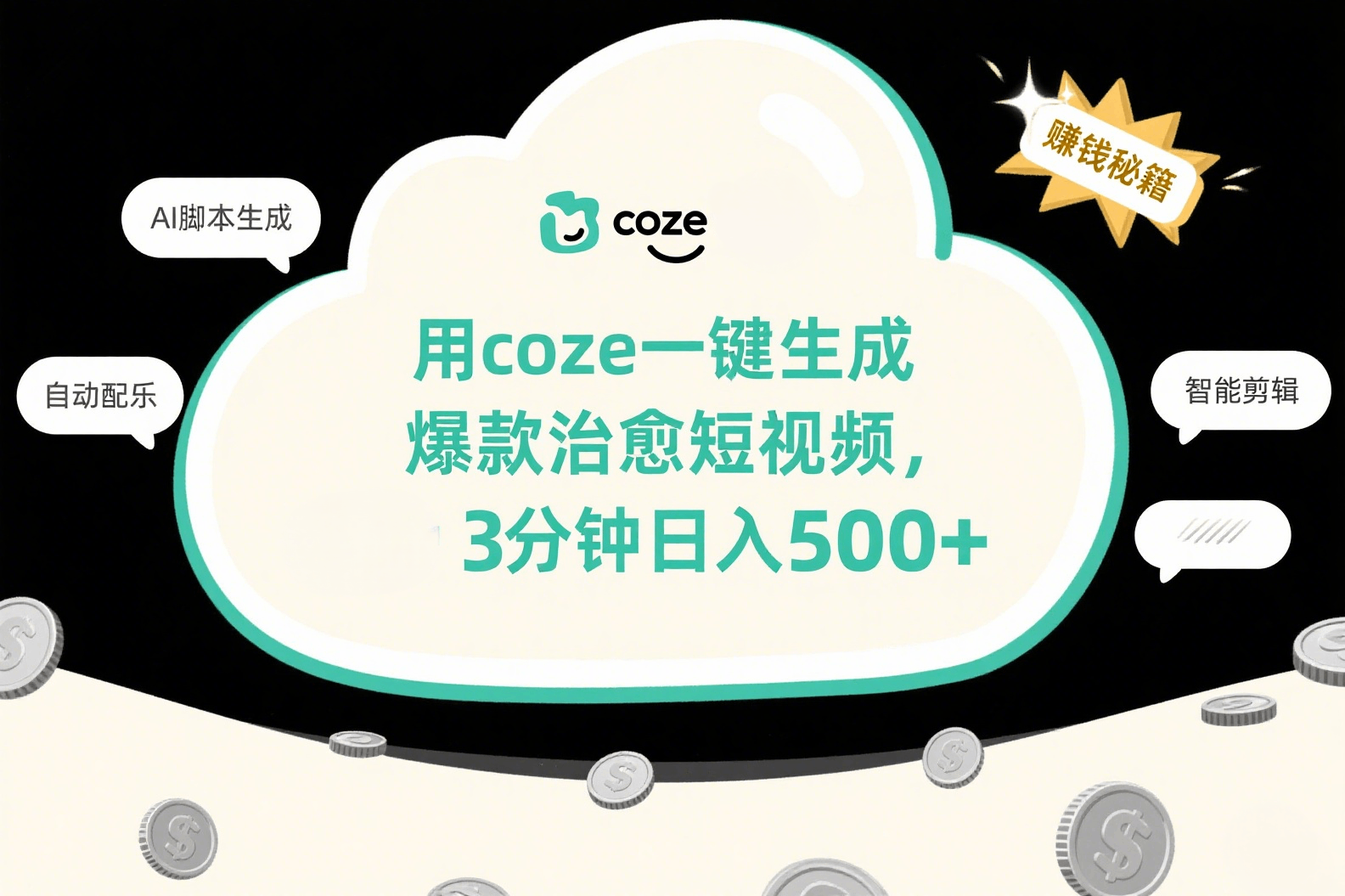 用coze一键生成爆款治愈短视频,3分钟日入500+网赚项目-副业赚钱-互联网创业-资源整合众享汇研习社