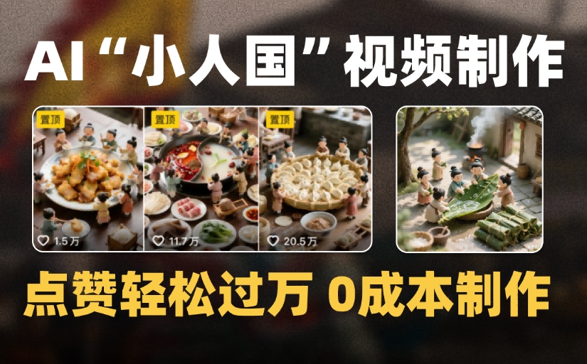 爆款1000W+微缩景观迷你小人国AI视频，0成本制作全流程教学网赚项目-副业赚钱-互联网创业-资源整合众享汇研习社