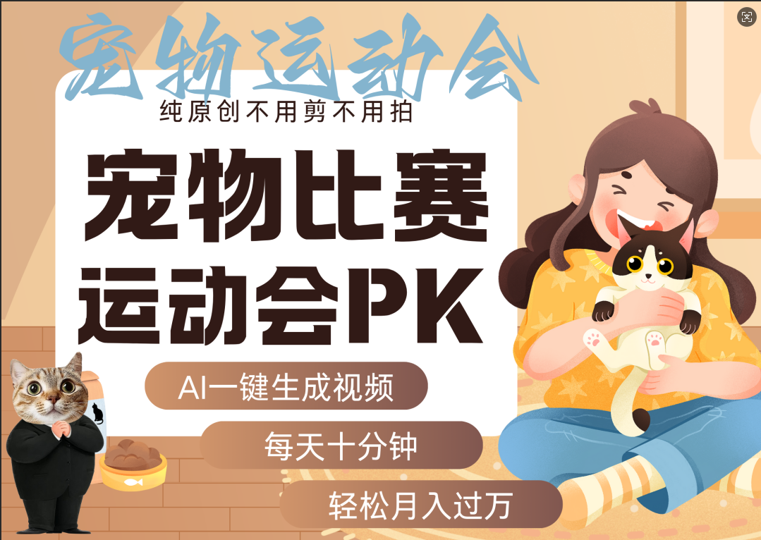 AI萌宠运动员跳水 射击  篮球  足球比赛   每天十分钟 附详细提示词文案库  代替做素材 卖提示词 卖虚拟资料  卖宠物产品 做宠物私人定制产品  带徒弟 带陪跑 卖课  创作者分成 月入5W+网赚项目-副业赚钱-互联网创业-资源整合众享汇研习社