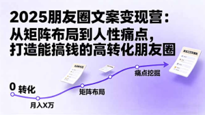 2025朋友圈文案变现营：从矩阵布局到人性痛点，打造能搞钱的高转化朋友圈网赚项目-副业赚钱-互联网创业-资源整合众享汇研习社
