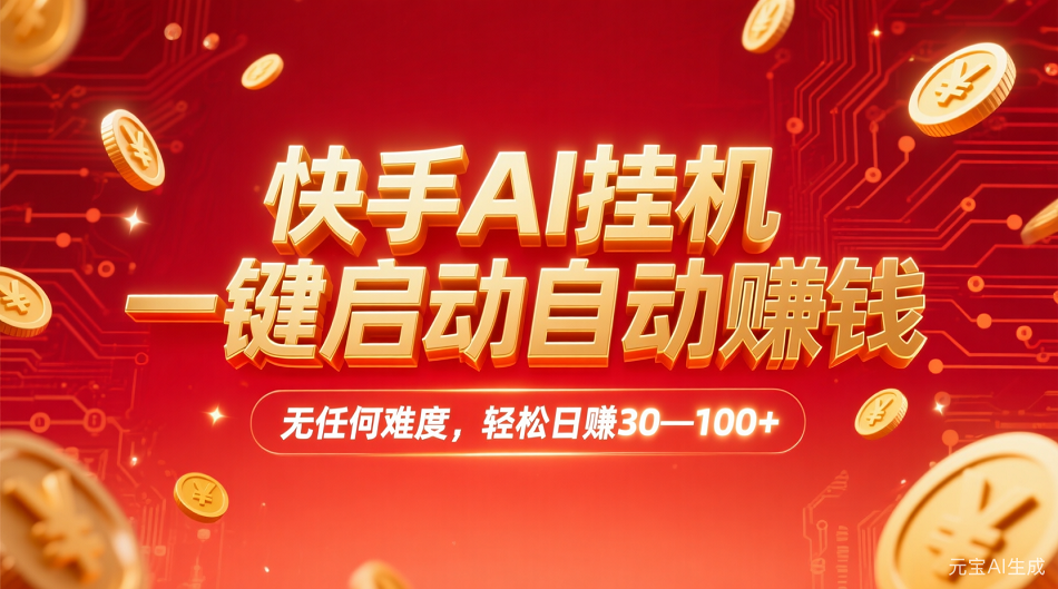 快手AI，一键启动自动赚钱 无任何难度，轻松一天30—100+网赚项目-副业赚钱-互联网创业-资源整合众享汇研习社