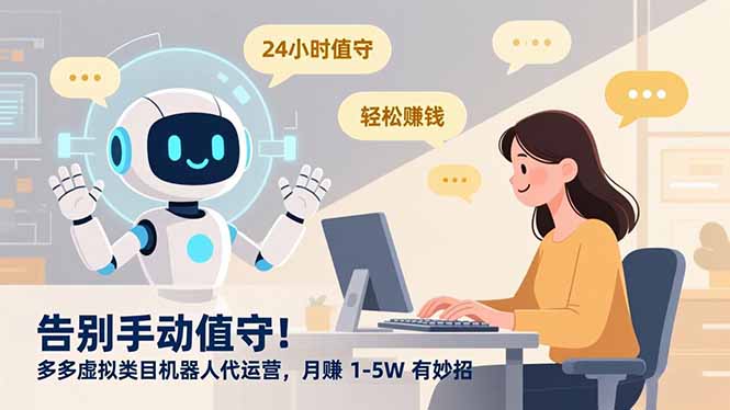 告别手动值守！多多虚拟类目机器人代运营，月赚 1-5W 有妙招网赚项目-副业赚钱-互联网创业-资源整合众享汇研习社