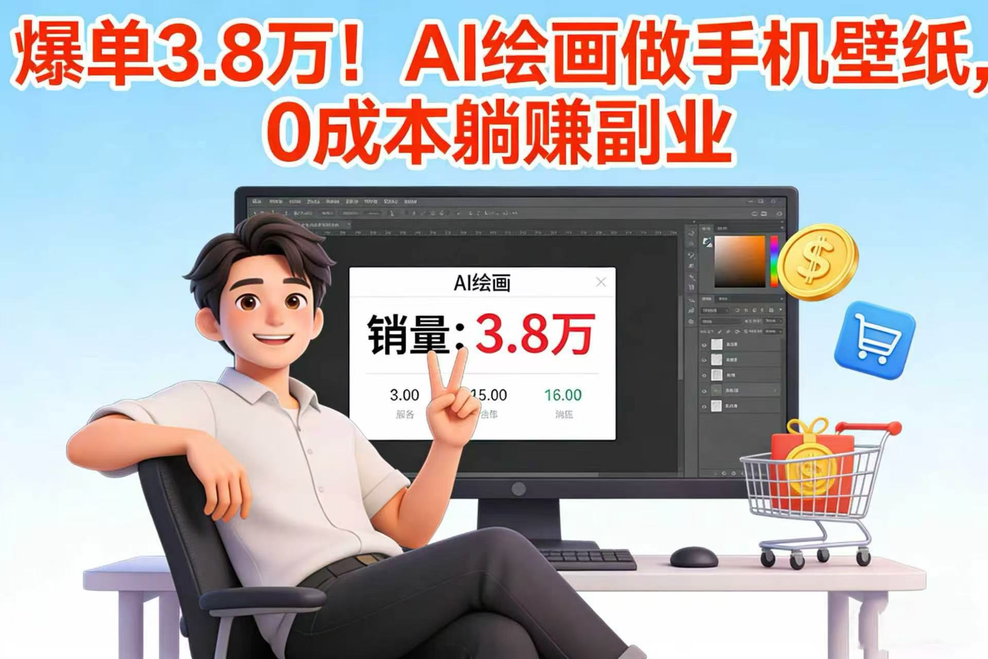 爆单 3.8 万！AI 绘画做手机壁纸，0 成本躺赚副业网赚项目-副业赚钱-互联网创业-资源整合众享汇研习社